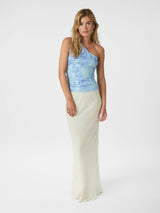 Neo Noir Florini Big Flower Mesh Top - Light Blue