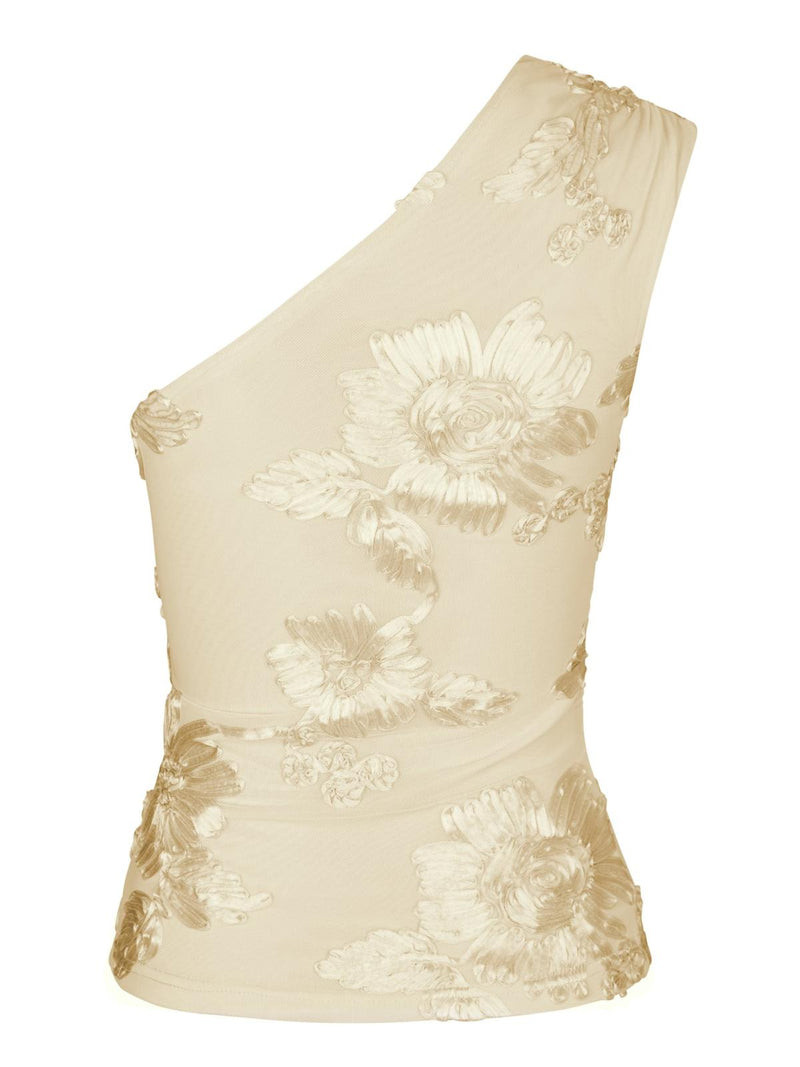 Neo Noir Florini Big Flower Mesh Top - Light Yellow