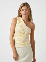 Neo Noir Florini Big Flower Mesh Top - Light Yellow