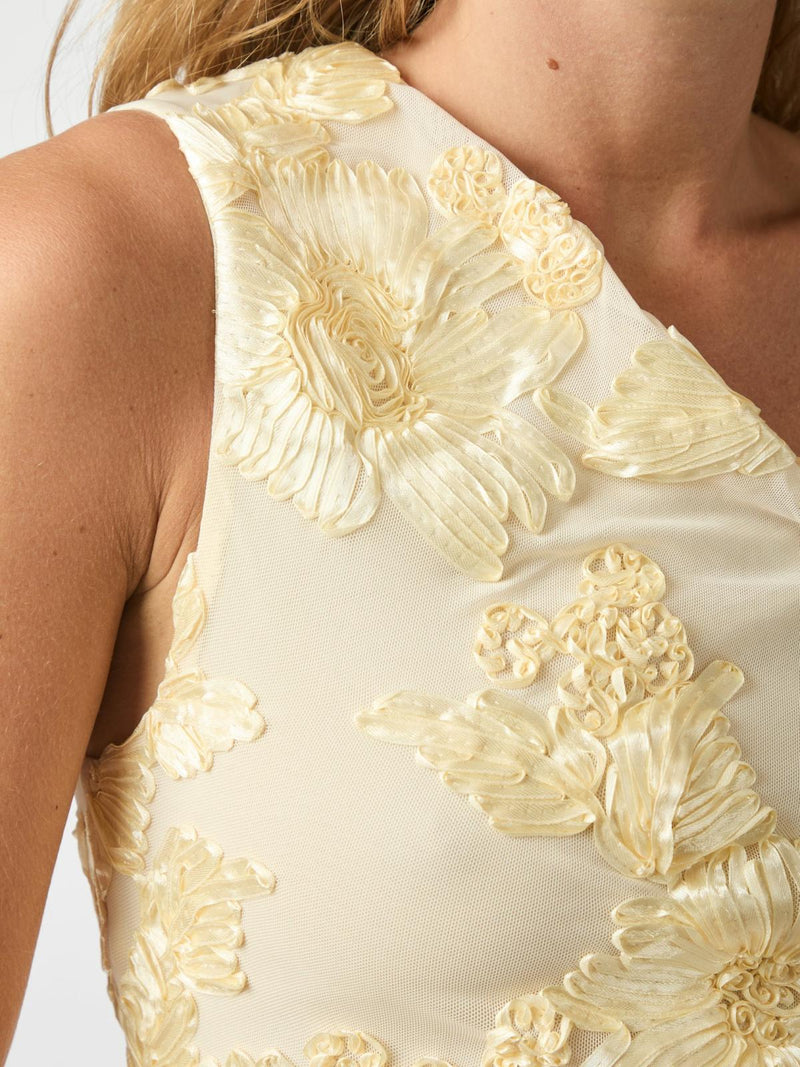 Neo Noir Florini Big Flower Mesh Top - Light Yellow