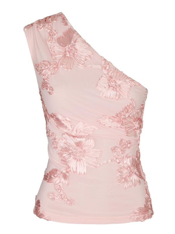 Neo Noir Florini Big Flower Mesh Top - Light Pink