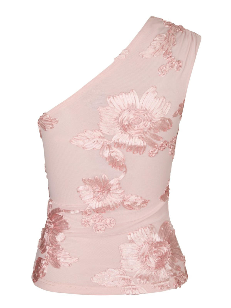 Neo Noir Florini Big Flower Mesh Top - Light Pink