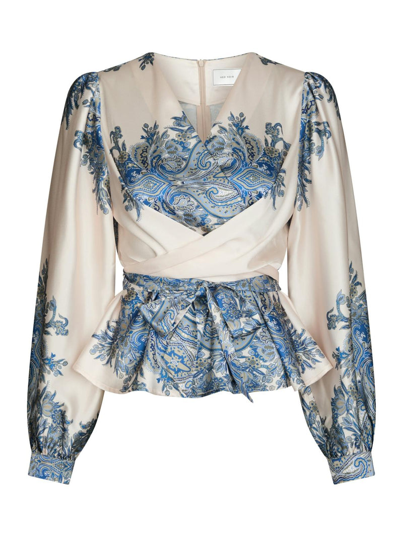 Neo Noir Rista Paisley Boder Blouse - Ash Blue