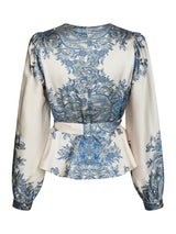 Neo Noir Rista Paisley Boder Blouse - Ash Blue