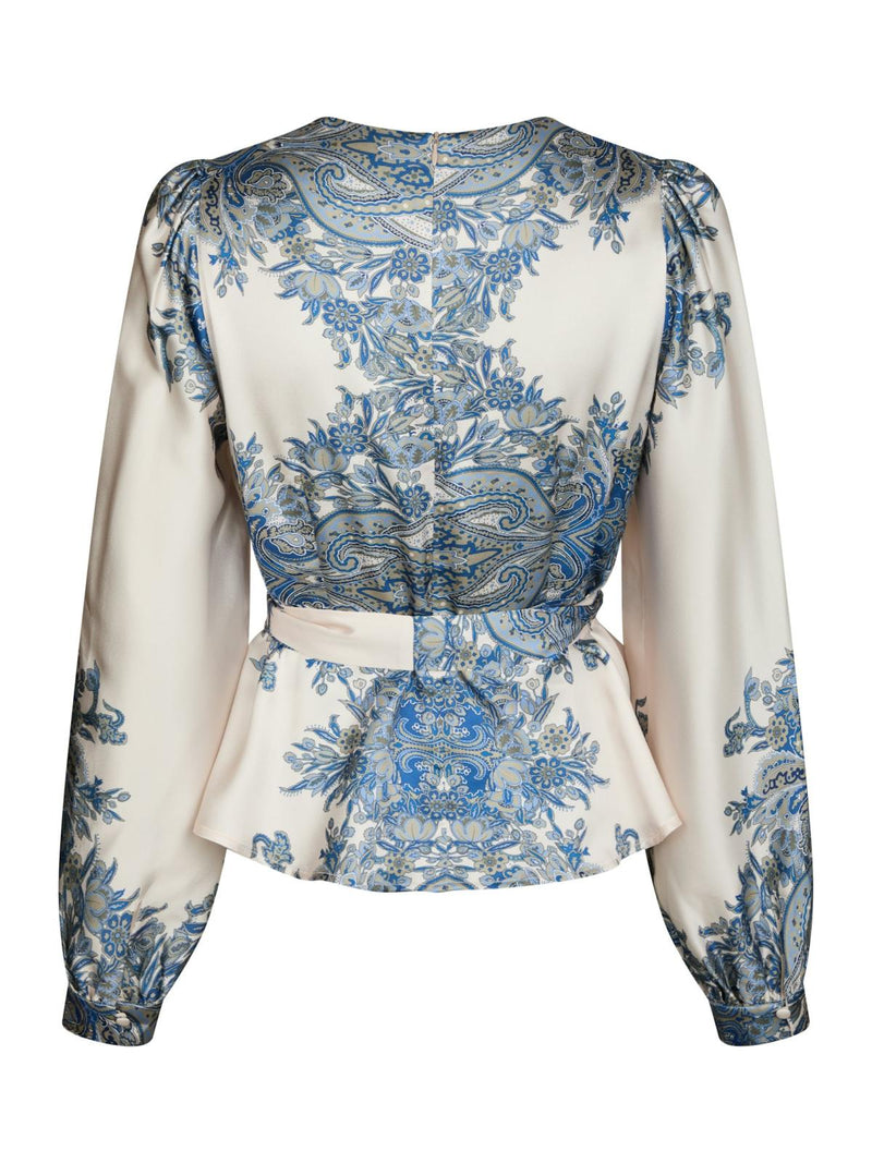 Neo Noir Rista Paisley Boder Blouse - Ash Blue