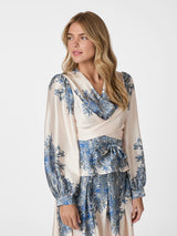 Neo Noir Rista Paisley Boder Blouse - Ash Blue