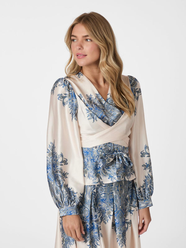 Neo Noir Rista Paisley Boder Blouse - Ash Blue