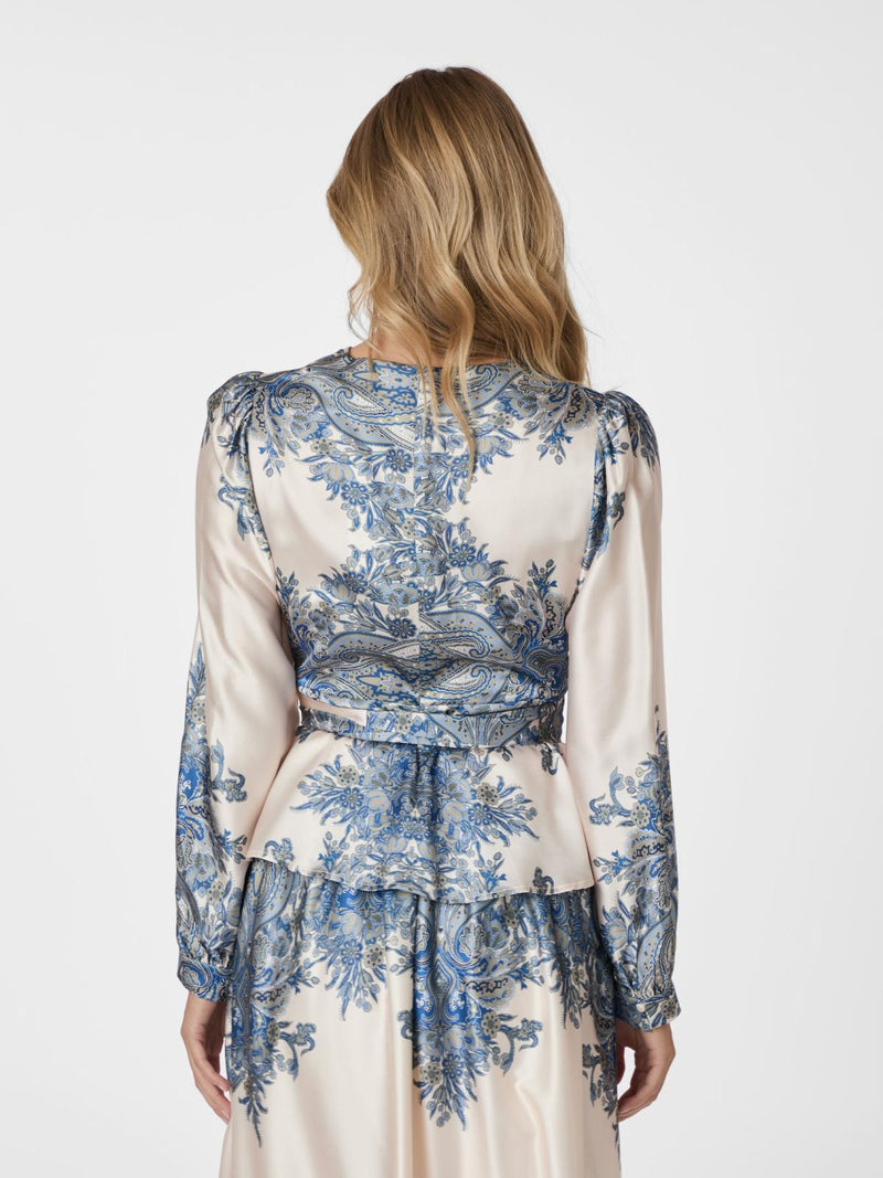 Neo Noir Rista Paisley Boder Blouse - Ash Blue