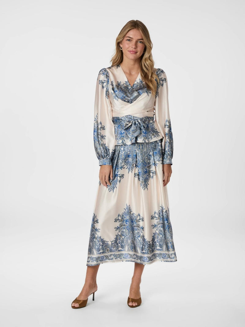 Neo Noir Rista Paisley Boder Blouse - Ash Blue
