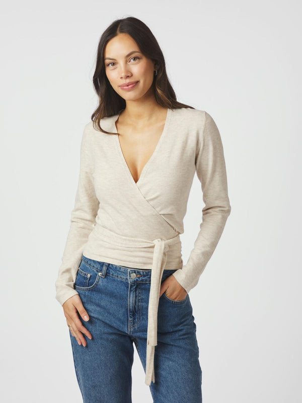 Neo Noir Tilfa Knit Wrap Blouse - Sand
