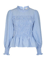 Neo Noir Possa Twist Stripe Blouse - Light Blue