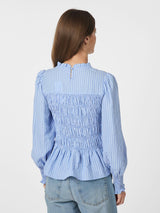 Neo Noir Possa Twist Stripe Blouse - Light Blue
