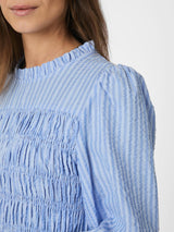 Neo Noir Possa Twist Stripe Blouse - Light Blue