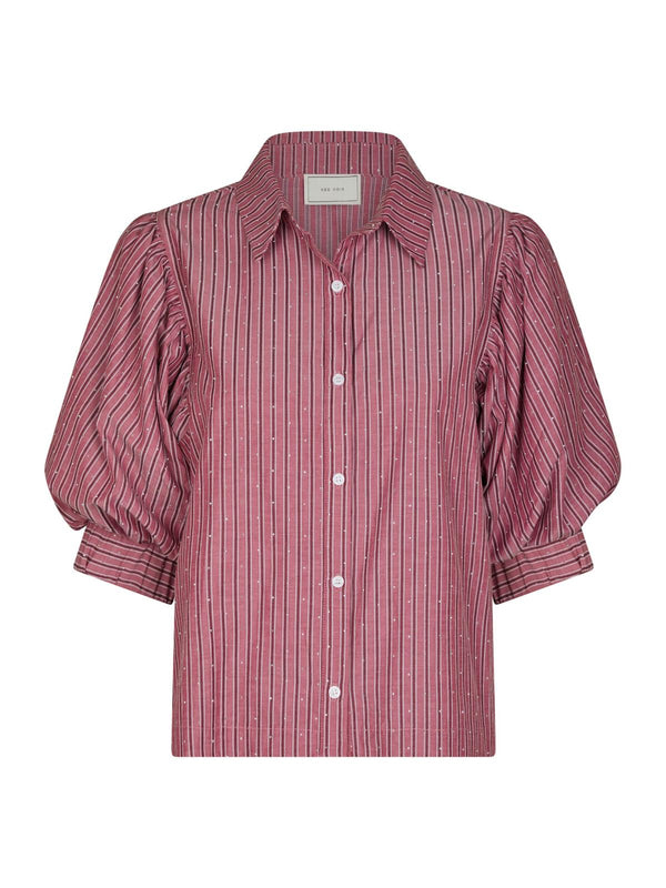 Neo Noir Etta Soft Stripe Stone Shirt - Dark Rose