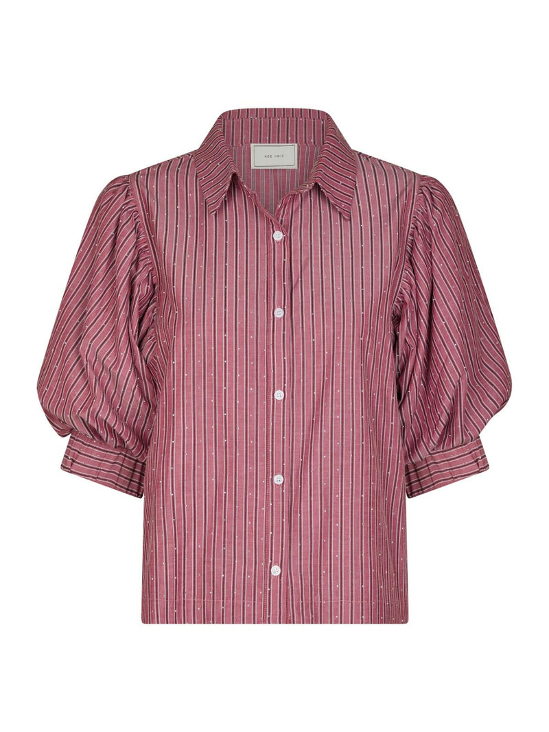 Neo Noir Etta Soft Stripe Stone Shirt - Dark Rose