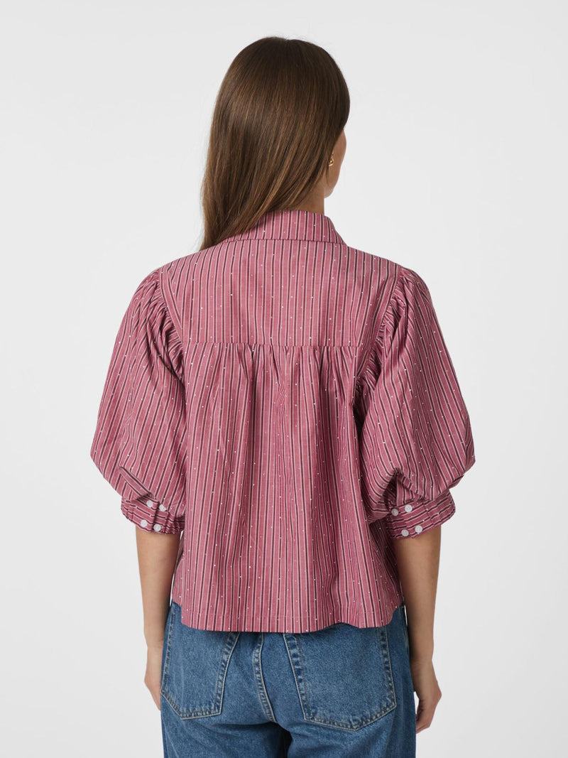 Neo Noir Etta Soft Stripe Stone Shirt - Dark Rose