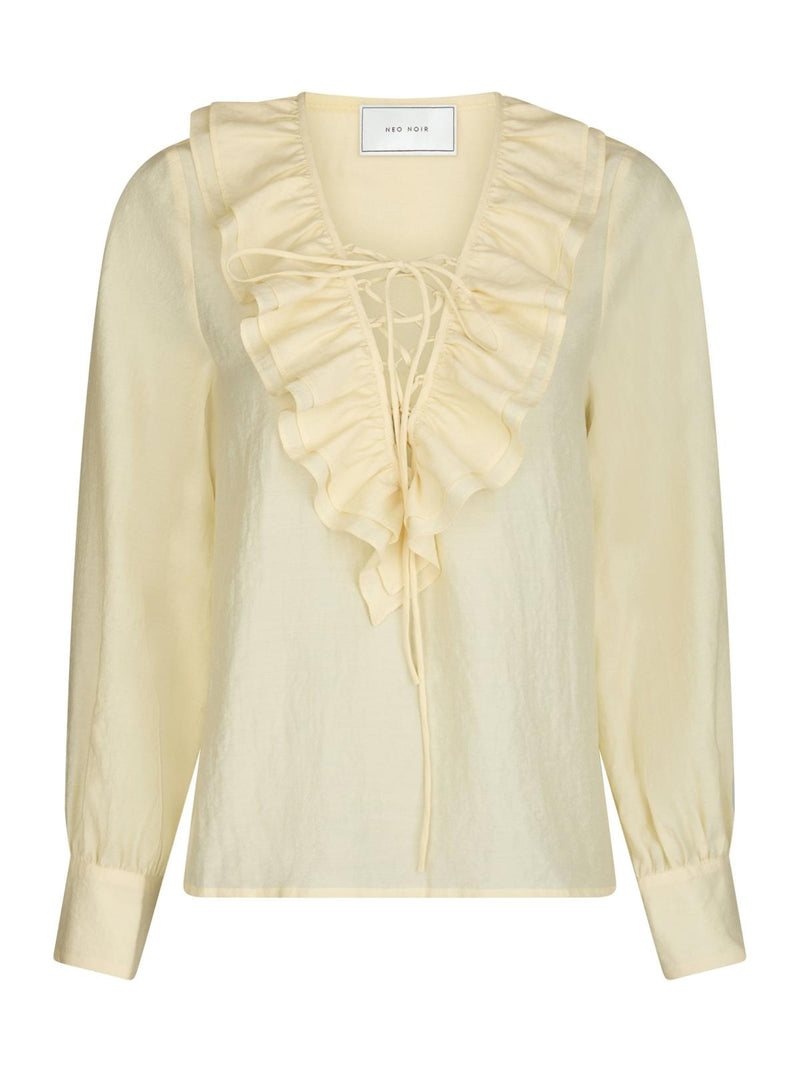 Neo Noir Katarina Crepe Ruffle Blouse - Light Yellow