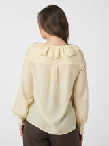 Neo Noir Katarina Crepe Ruffle Blouse - Light Yellow