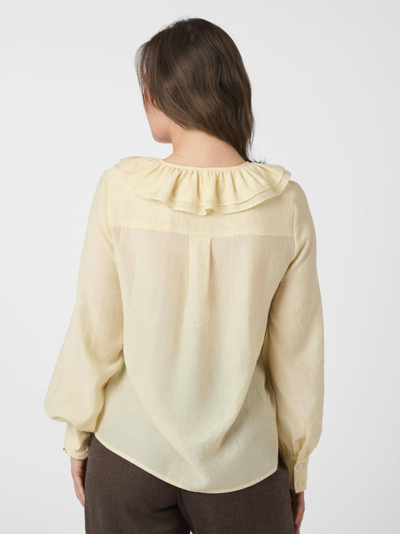 Neo Noir Katarina Crepe Ruffle Blouse - Light Yellow