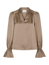 Neo Noir Amara Heavy Sateen Bedaz Blouse - Dark Taupe