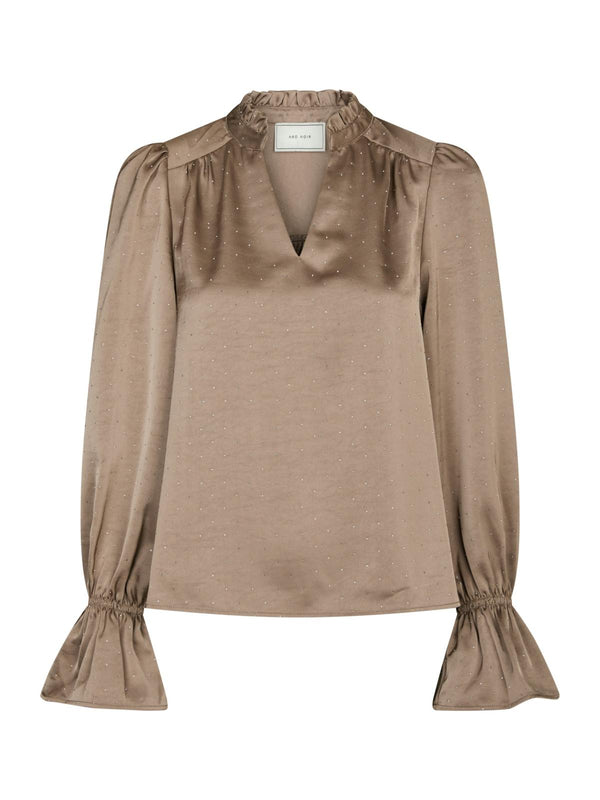 Neo Noir Amara Heavy Sateen Bedaz Blouse - Dark Taupe