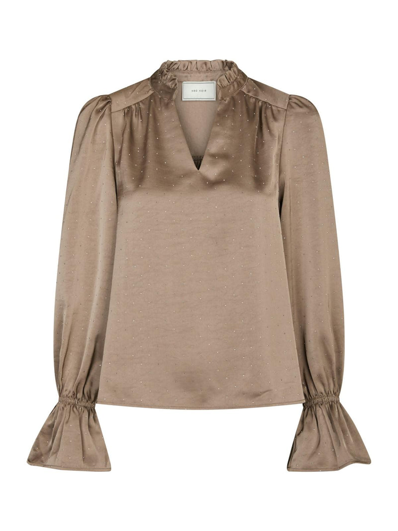 Neo Noir Amara Heavy Sateen Bedaz Blouse - Dark Taupe