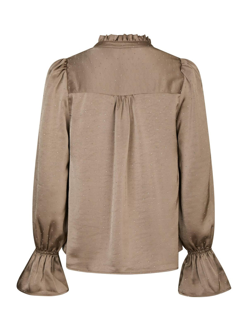 Neo Noir Amara Heavy Sateen Bedaz Blouse - Dark Taupe