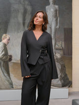 Neo Noir Simmi Eyelet Blouse - Dark Grey