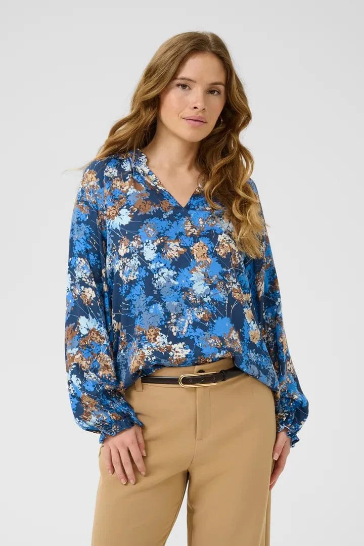 Culture Madi Dittemarie Blouse - Blue Flower Foil