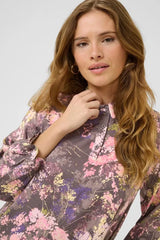 Culture Madi Dittemarie Short Dress - Grey Flower Foil