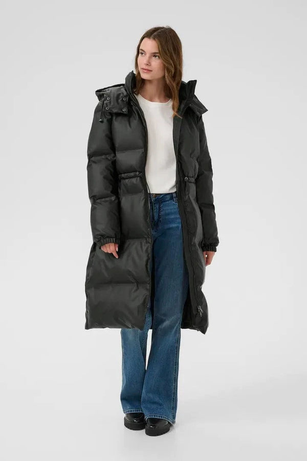 Culture Celinda Coated Long Jacket - Black