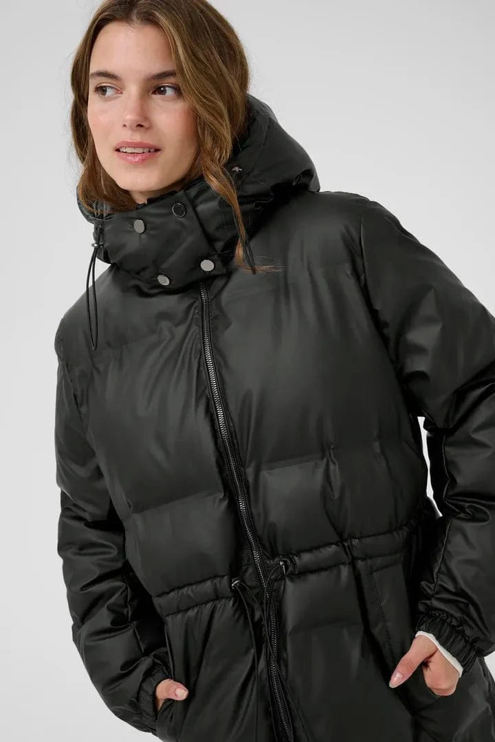 Culture Celinda Coated Long Jacket - Black