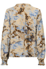 Culture Hizzy Greece LS Blouse - Brown/Blue Splas