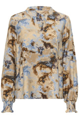 Culture Hizzy Greece LS Blouse - Brown/Blue Splas