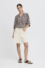 Pulz Annie HW Shorts - Ecru Denim