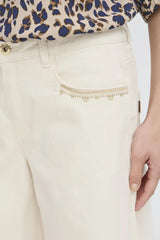 Pulz Annie HW Shorts - Ecru Denim