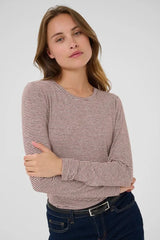 Culture Alexandra Jersey LS T-shirt - Bordeaux/Whitec