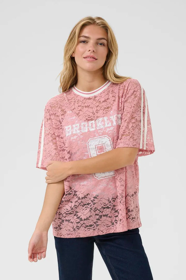 Culture Kala SS Lace Blouse - Pale Mauve