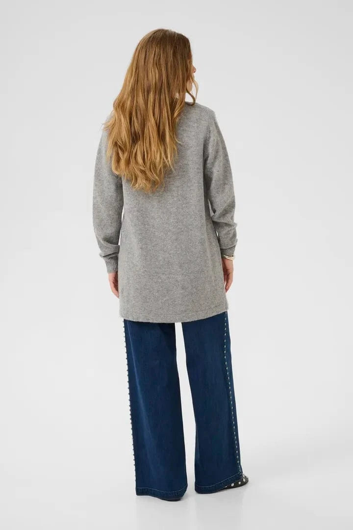 Culture Asima Katrina Long Cardigan - Mid Grey Melange