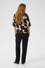 Culture Rachel Elitha SS Blouse - Black/Off White Flower