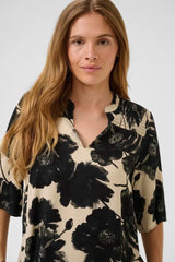 Culture Rachel Elitha SS Blouse - Black/Off White Flower