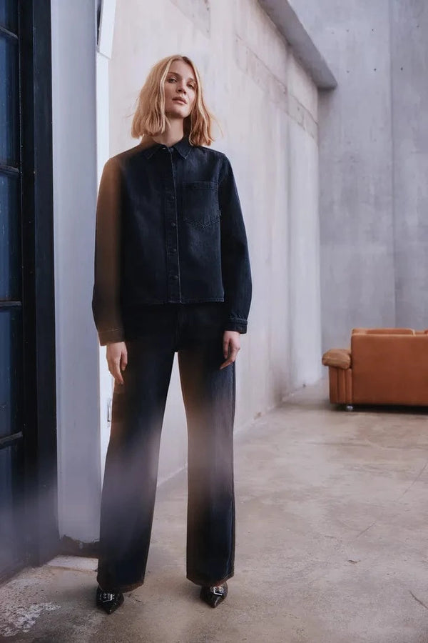 Pulz Caren Shirt - Black Denim