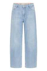Pulz Jada HW Jeans Cropped Straight . Light Blue Denim