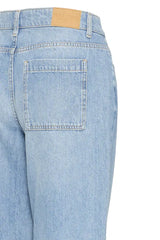 Pulz Jada HW Jeans Cropped Straight . Light Blue Denim