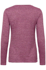Culture Alexandra Jersey LS T-shirt - Pink/Brown Stripe