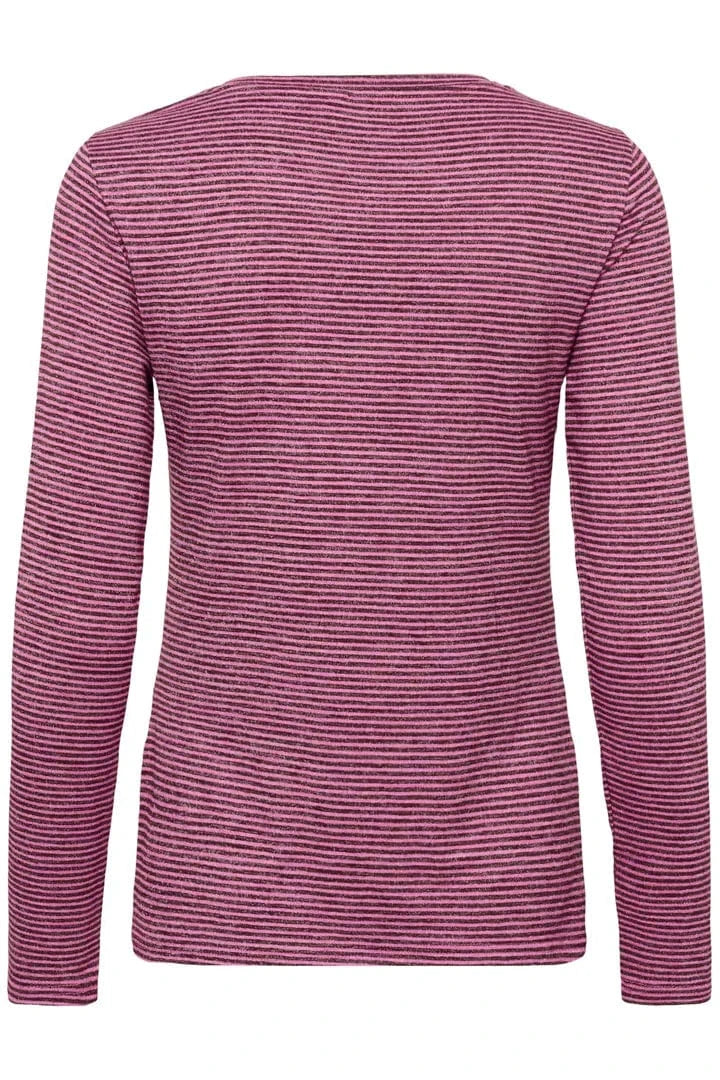 Culture Alexandra Jersey LS T-shirt - Pink/Brown Stripe