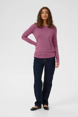 Culture Alexandra Jersey LS T-shirt - Pink/Brown Stripe