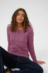 Culture Alexandra Jersey LS T-shirt - Pink/Brown Stripe