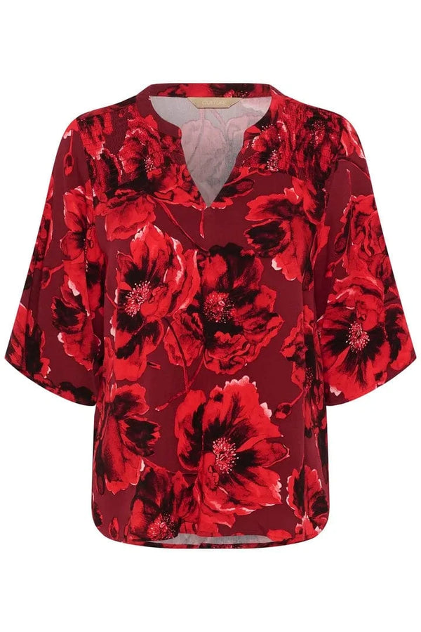Culture Rachel Elitha SS Blouse - Red Flower