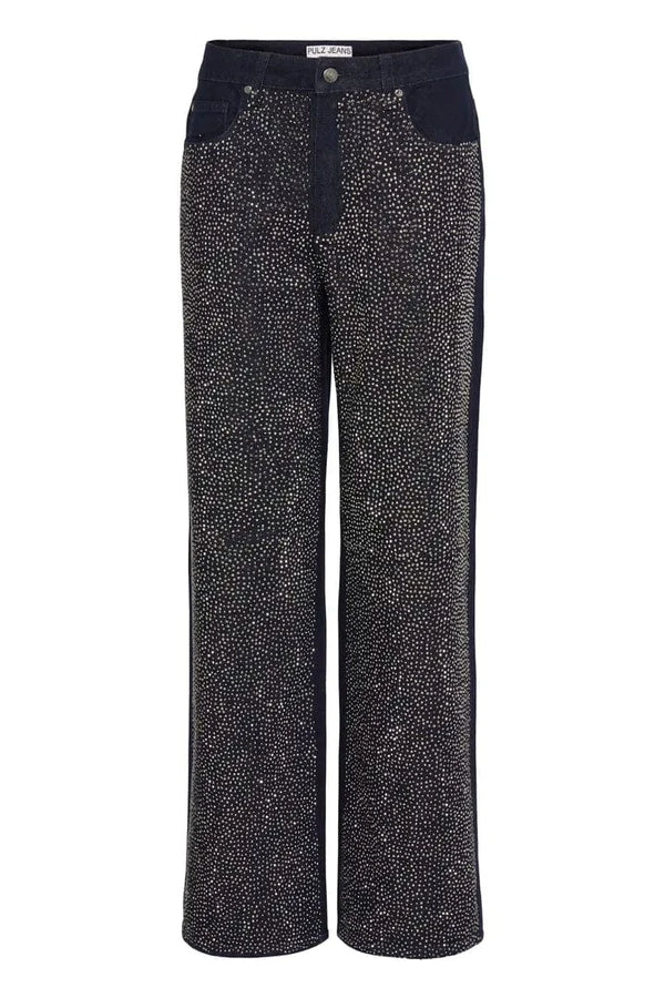 Pulz Gallery UHW Wide Leg - Dark Blue Denim